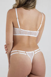 Modern Bralette Top Recycled Asymmetric Moonlight in White